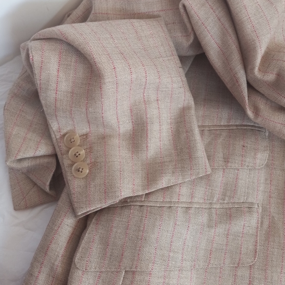 Ermenegildo Zegna recent wool/ linen 40R unconstructed bold striped - Picture 10 of 12